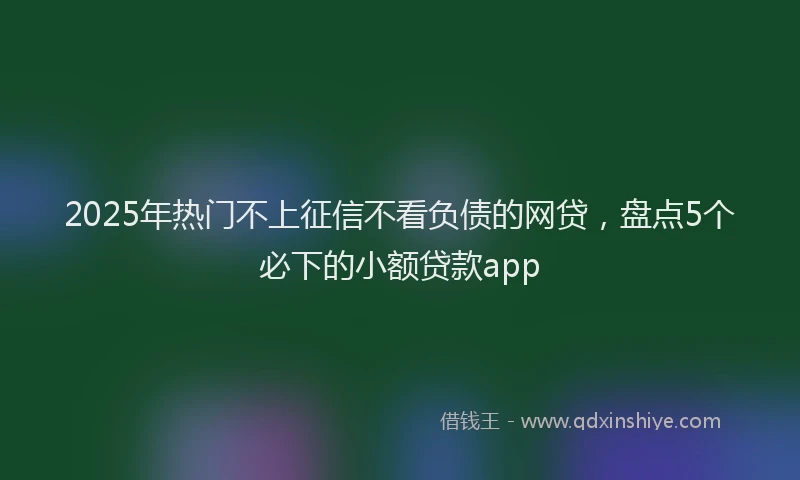 2025年热门不上征信不看负债的网贷，盘点5个必下的小额贷款app