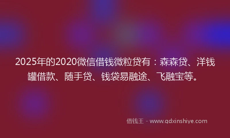 2025年的2020微信借钱微粒贷有：森森贷、洋钱罐借款、随手贷、钱袋易融途、飞融宝等。
