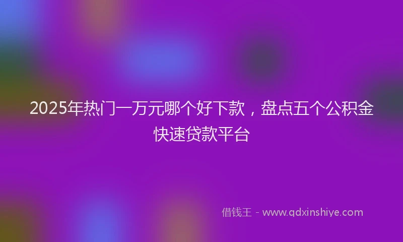 2025年热门一万元哪个好下款，盘点五个公积金快速贷款平台
