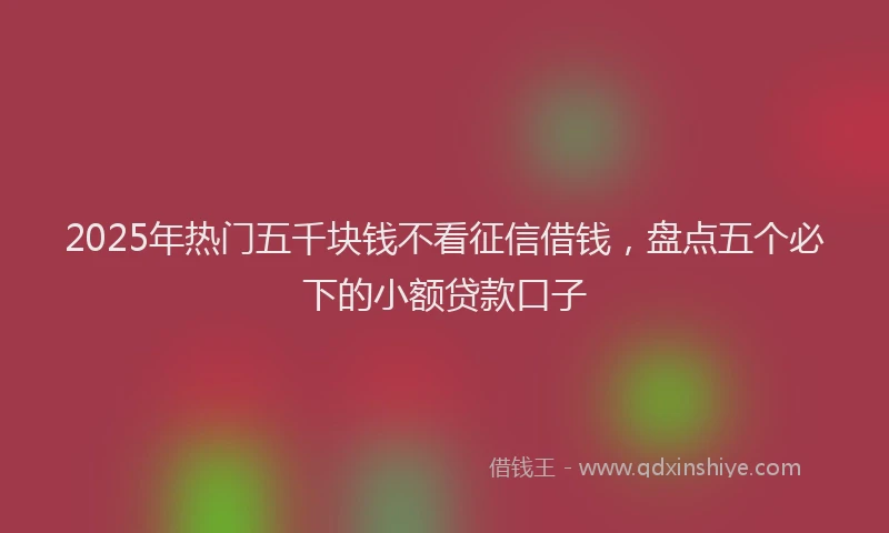 2025年热门五千块钱不看征信借钱，盘点五个必下的小额贷款口子