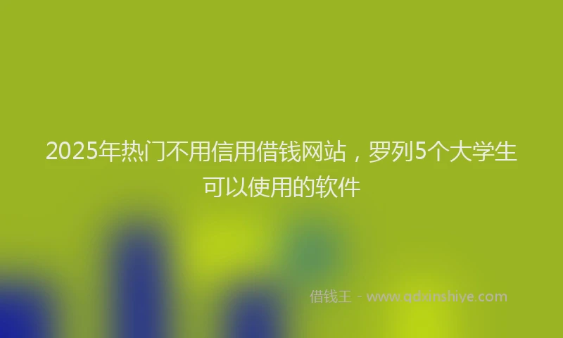 2025年热门不用信用借钱网站，罗列5个大学生可以使用的软件