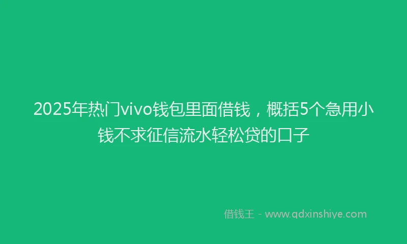 2025年热门vivo钱包里面借钱，概括5个急用小钱不求征信流水轻松贷的口子