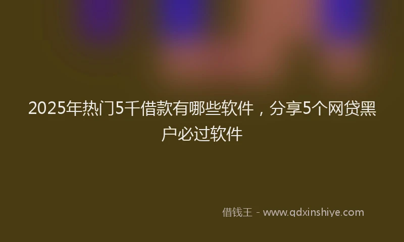 2025年热门5千借款有哪些软件，分享5个网贷黑户必过软件