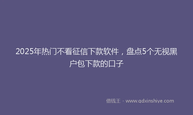 2025年热门不看征信下款软件，盘点5个无视黑户包下款的口子