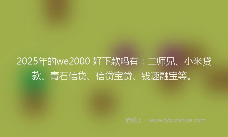 2025年的we2000 好下款吗有：二师兄、小米贷款、青石信贷、信贷宝贷、钱速融宝等。