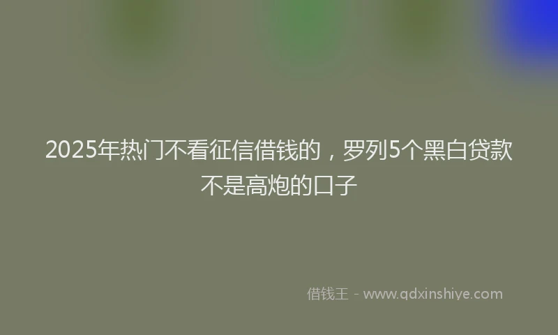 2025年热门不看征信借钱的，罗列5个黑白贷款不是高炮的口子
