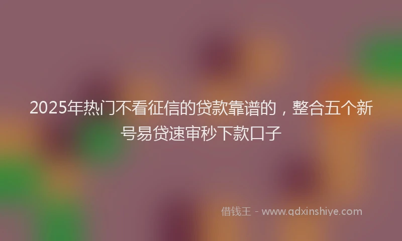 2025年热门不看征信的贷款靠谱的，整合五个新号易贷速审秒下款口子