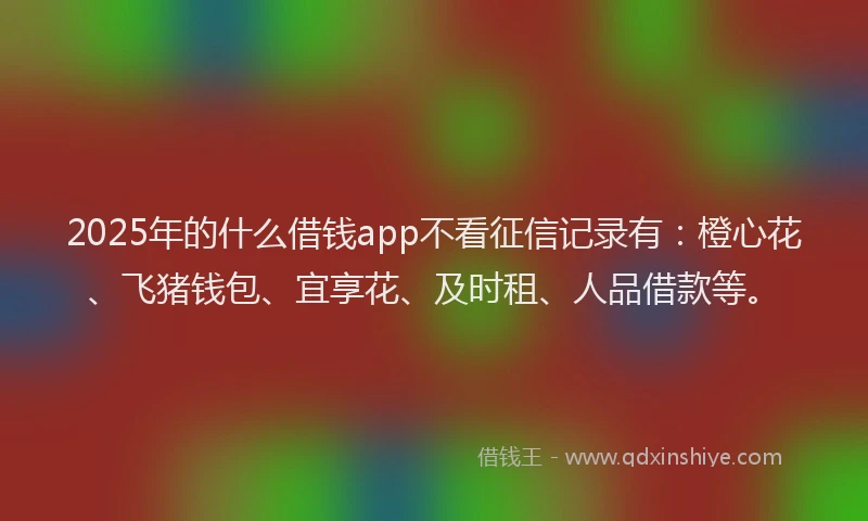2025年的什么借钱app不看征信记录有：橙心花、飞猪钱包、宜享花、及时租、人品借款等。