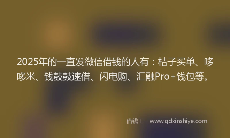 2025年的一直发微信借钱的人有：桔子买单、哆哆米、钱鼓鼓速借、闪电购、汇融Pro+钱包等。