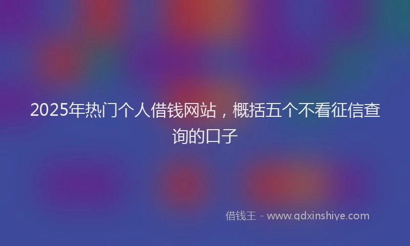 2025年热门个人借钱网站，概括五个不看征信查询的口子