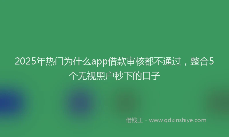 2025年热门为什么app借款审核都不通过，整合5个无视黑户秒下的口子