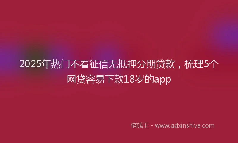 2025年热门不看征信无抵押分期贷款，梳理5个网贷容易下款18岁的app