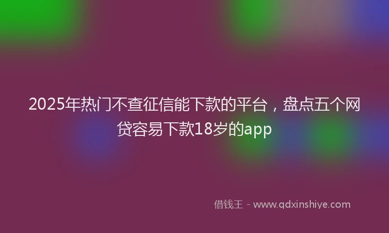 2025年热门不查征信能下款的平台，盘点五个网贷容易下款18岁的app