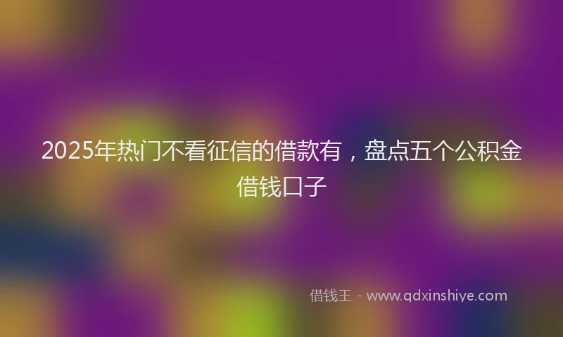 2025年热门不看征信的借款有，盘点五个公积金借钱口子