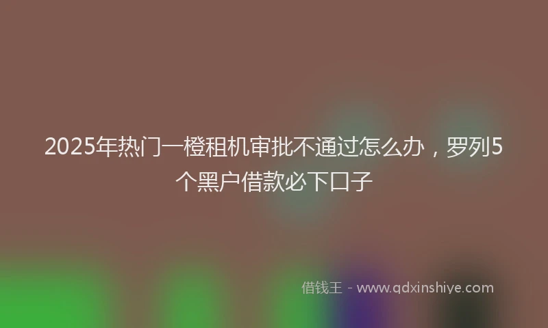 2025年热门一橙租机审批不通过怎么办，罗列5个黑户借款必下口子