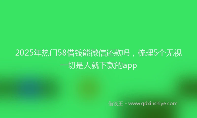 2025年热门58借钱能微信还款吗，梳理5个无视一切是人就下款的app