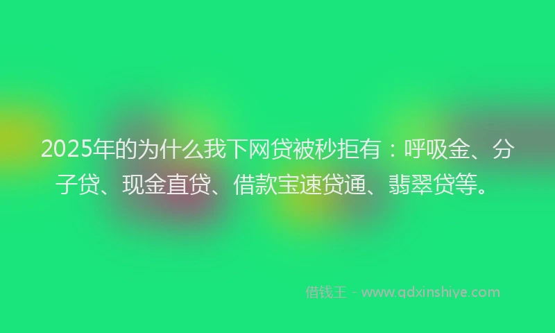 2025年的为什么我下网贷被秒拒有：呼吸金、分子贷、现金直贷、借款宝速贷通、翡翠贷等。
