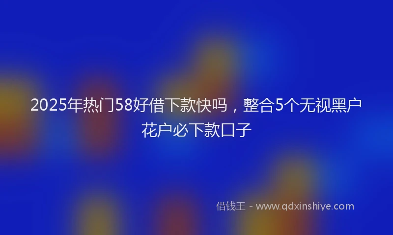2025年热门58好借下款快吗，整合5个无视黑户花户必下款口子