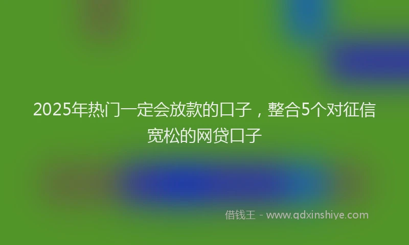 2025年热门一定会放款的口子，整合5个对征信宽松的网贷口子