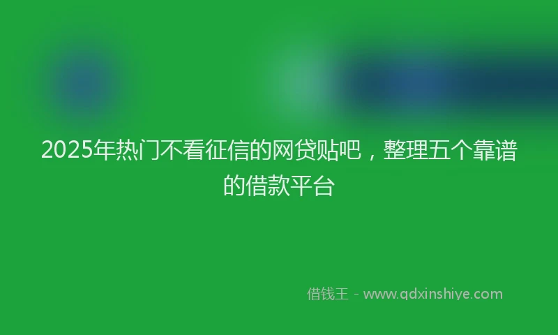 2025年热门不看征信的网贷贴吧，整理五个靠谱的借款平台