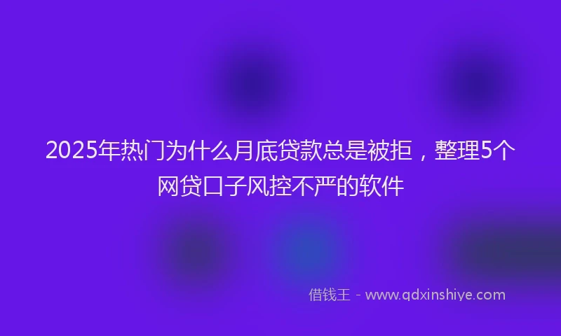 2025年热门为什么月底贷款总是被拒，整理5个网贷口子风控不严的软件
