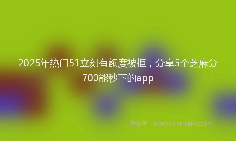 2025年热门51立刻有额度被拒，分享5个芝麻分700能秒下的app