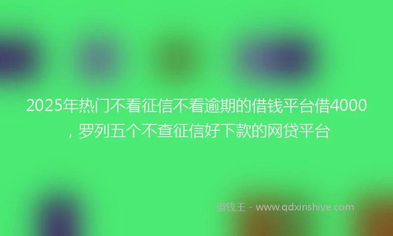 2025年热门不看征信不看逾期的借钱平台借4000，罗列五个不查征信好下款的网贷平台