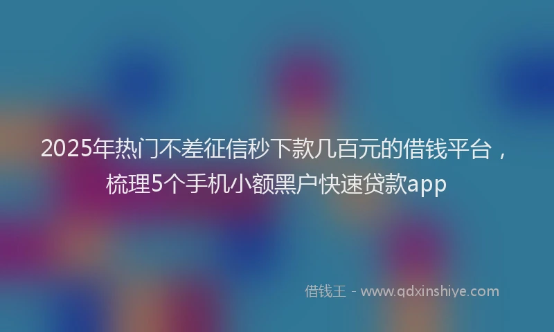2025年热门不差征信秒下款几百元的借钱平台，梳理5个手机小额黑户快速贷款app