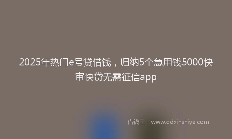 2025年热门e号贷借钱，归纳5个急用钱5000快审快贷无需征信app
