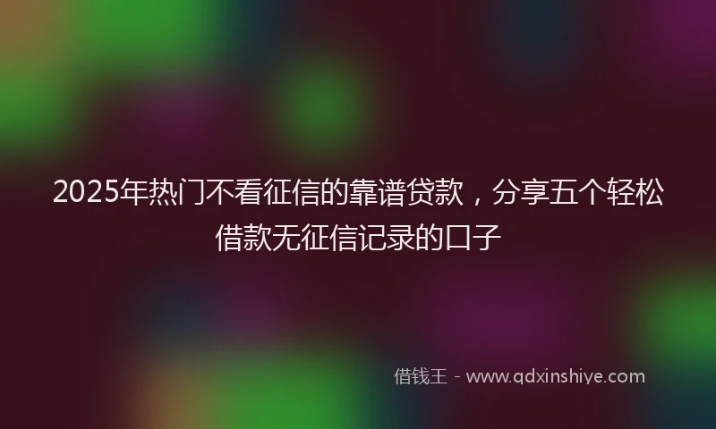 2025年热门不看征信的靠谱贷款，分享五个轻松借款无征信记录的口子