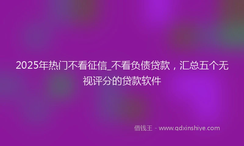 2025年热门不看征信_不看负债贷款，汇总五个无视评分的贷款软件