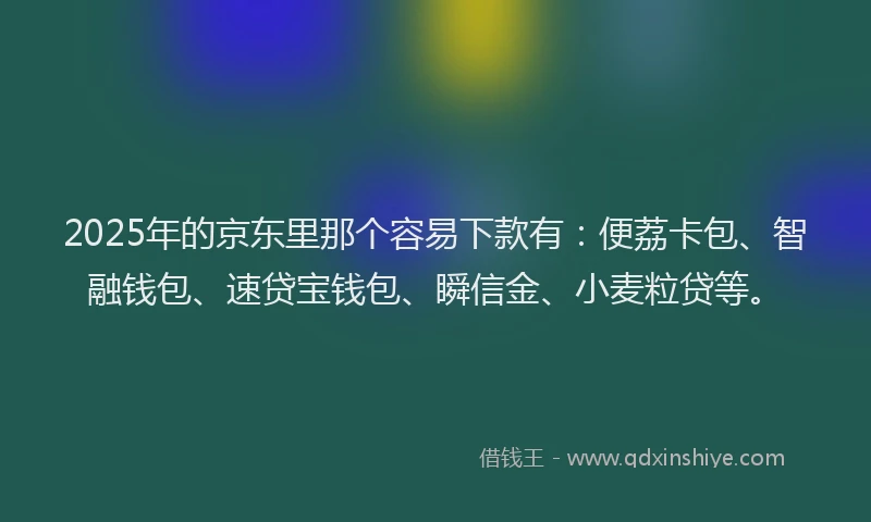 2025年的京东里那个容易下款有：便荔卡包、智融钱包、速贷宝钱包、瞬信金、小麦粒贷等。