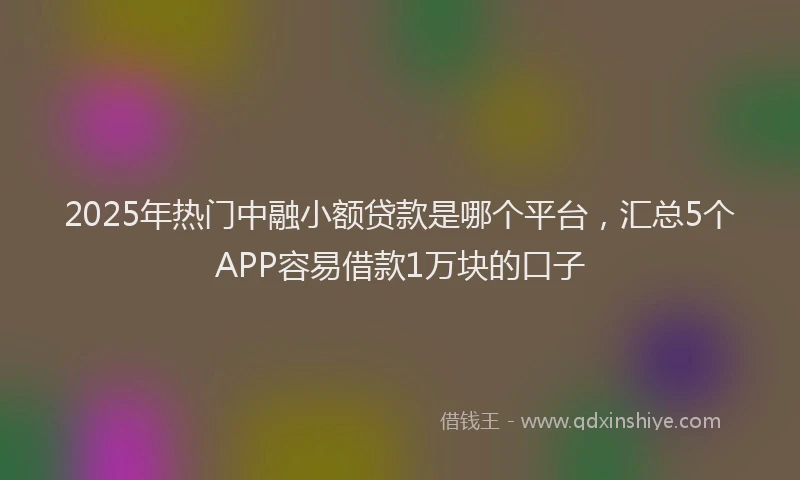 2025年热门中融小额贷款是哪个平台，汇总5个APP容易借款1万块的口子