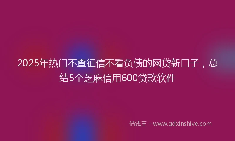 2025年热门不查征信不看负债的网贷新口子，总结5个芝麻信用600贷款软件