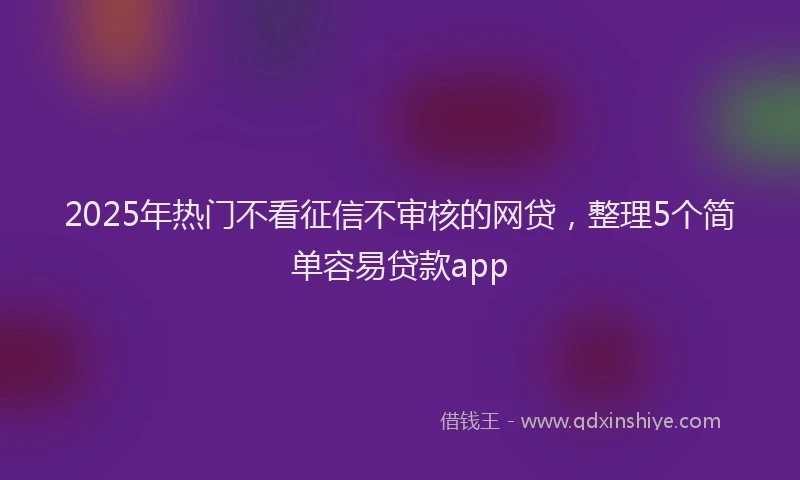 2025年热门不看征信不审核的网贷，整理5个简单容易贷款app