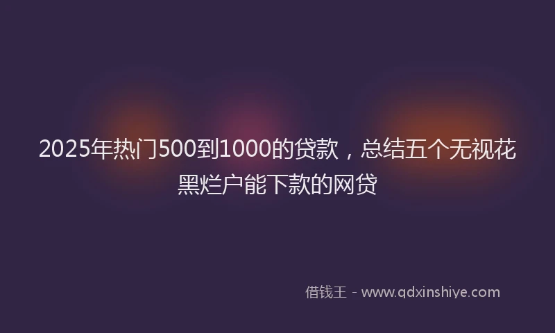 2025年热门500到1000的贷款，总结五个无视花黑烂户能下款的网贷