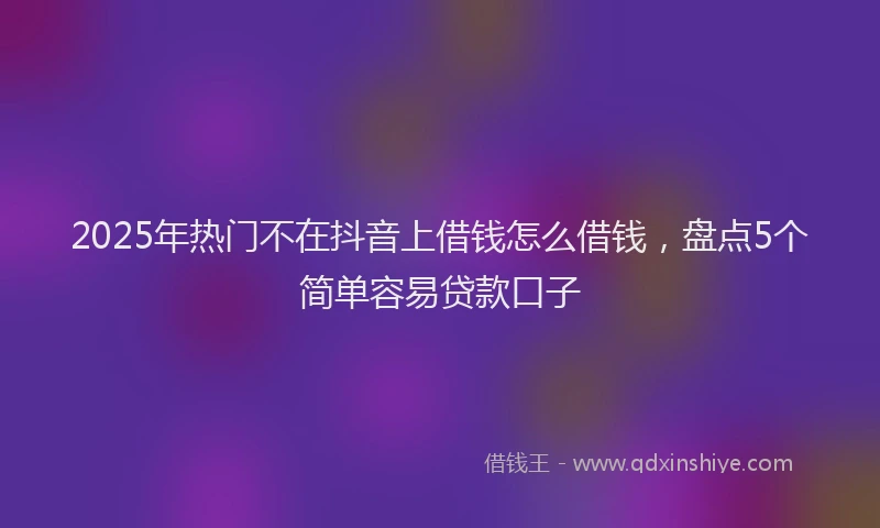2025年热门不在抖音上借钱怎么借钱，盘点5个简单容易贷款口子