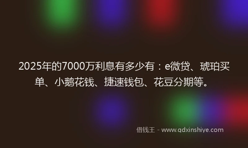 2025年的7000万利息有多少有：e微贷、琥珀买单、小鹅花钱、捷速钱包、花豆分期等。
