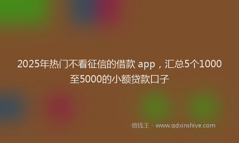 2025年热门不看征信的借款 app，汇总5个1000至5000的小额贷款口子