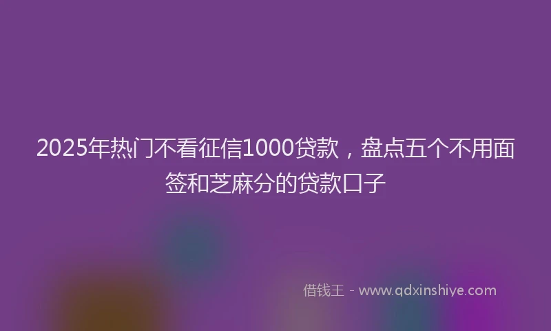 2025年热门不看征信1000贷款，盘点五个不用面签和芝麻分的贷款口子