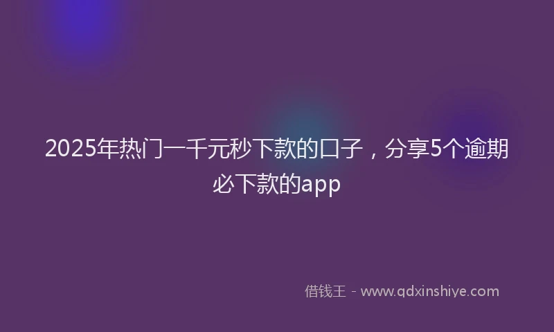 2025年热门一千元秒下款的口子，分享5个逾期必下款的app
