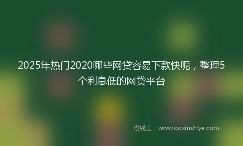 2025年热门2020哪些网贷容易下款快呢，整理5个利息低的网贷平台