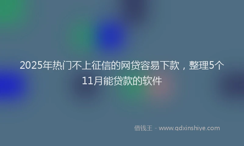 2025年热门不上征信的网贷容易下款，整理5个11月能贷款的软件