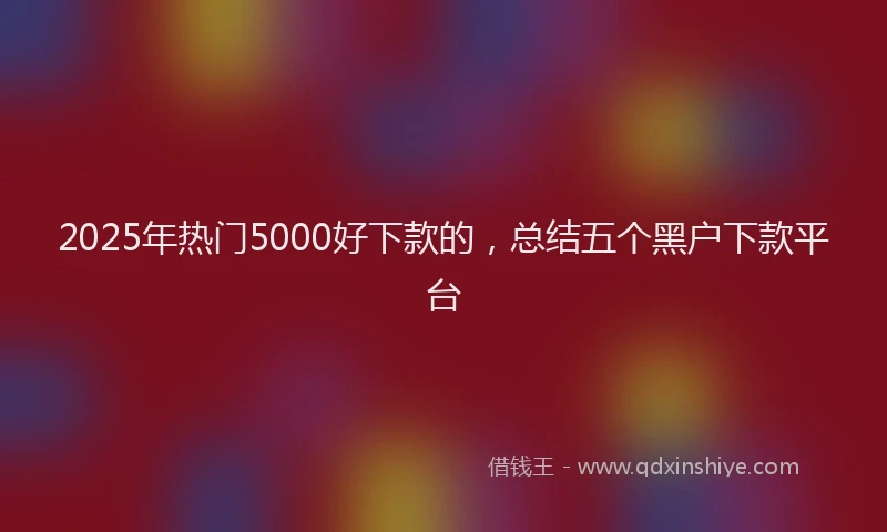 2025年热门5000好下款的，总结五个黑户下款平台