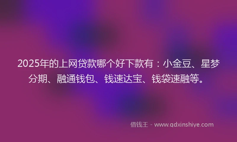 2025年的上网贷款哪个好下款有：小金豆、星梦分期、融通钱包、钱速达宝、钱袋速融等。