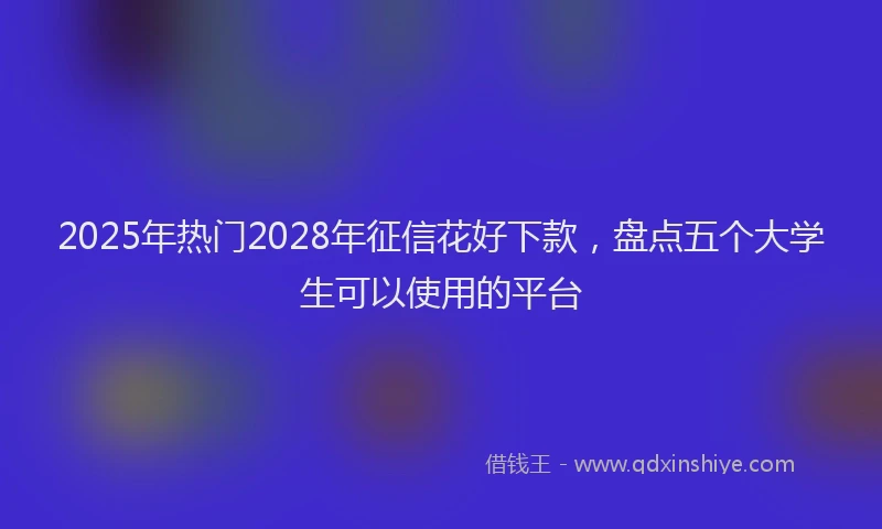 2025年热门2028年征信花好下款，盘点五个大学生可以使用的平台