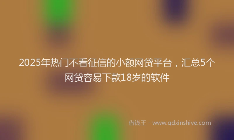 2025年热门不看征信的小额网贷平台，汇总5个网贷容易下款18岁的软件