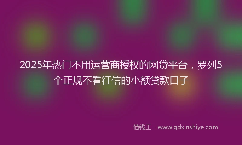 2025年热门不用运营商授权的网贷平台，罗列5个正规不看征信的小额贷款口子
