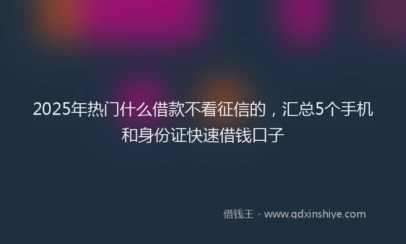 2025年热门什么借款不看征信的，汇总5个手机和身份证快速借钱口子