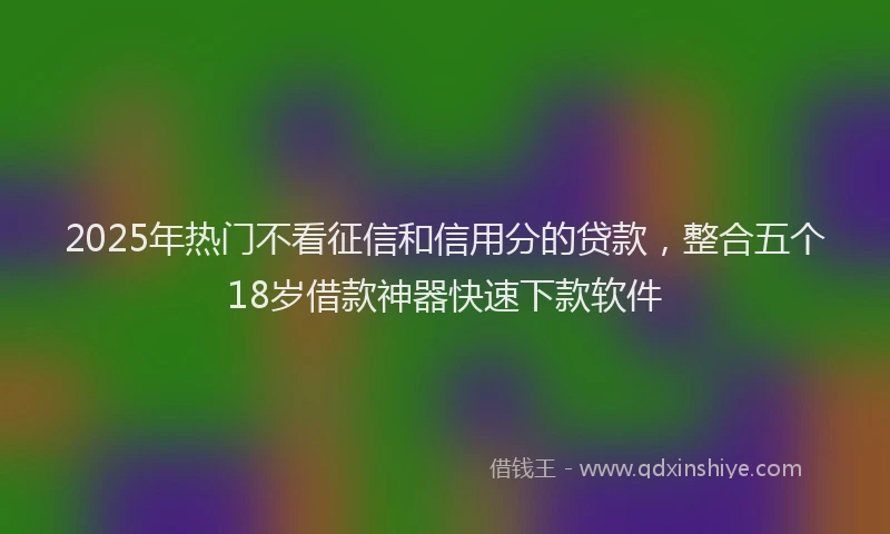 2025年热门不看征信和信用分的贷款，整合五个18岁借款神器快速下款软件